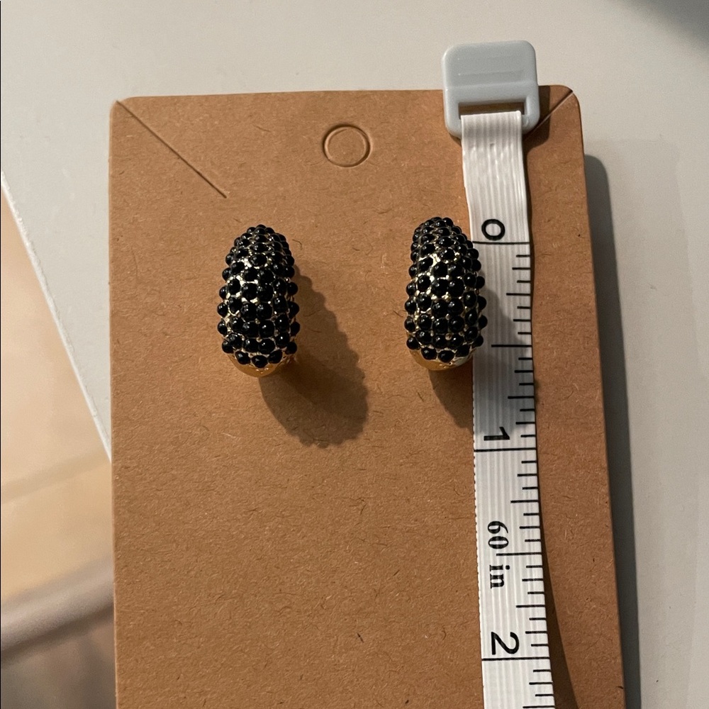 Black and Gold Tone Earrings - Picture 3 of 6